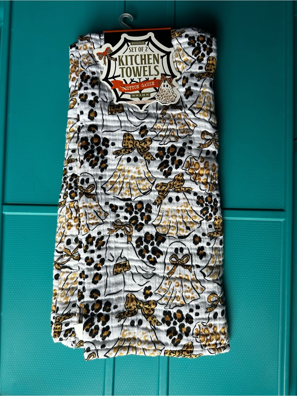 Set of 2 - Ghost & Leopard Print - Envogue Kitchen Towels NWT